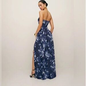 Reformation Blue and White Floral Maxi Dress with Slit (Lelani) Size 0, NWT